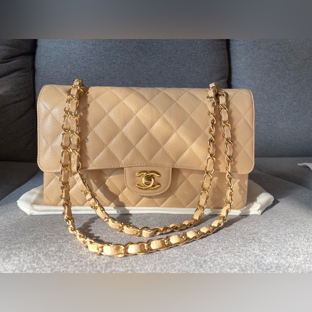 ❌SOLD❌ Chanel Medium Beige Clair Caviar Double Flap